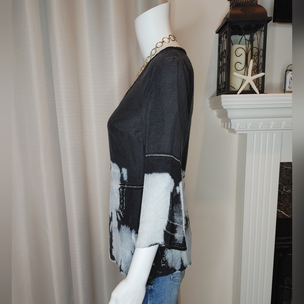 STELLA & JAMIE BELL SLEEVE TOP WITH POCKETS, BLACK TYE DIE XS - Picture 7 of 8